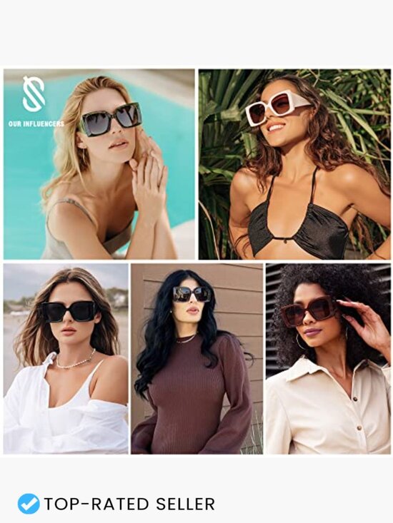 Retro Square Oversized Polarized Sunglasses Trendy Vintage Large Shades